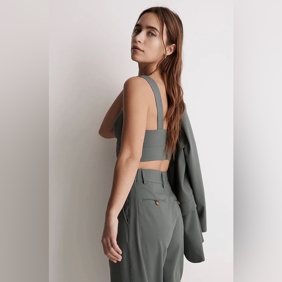 NWT Madewell Sweetheart-Neck Bralette Top Architect Green Sage Corset Crop Tank - Picture 2 of 12